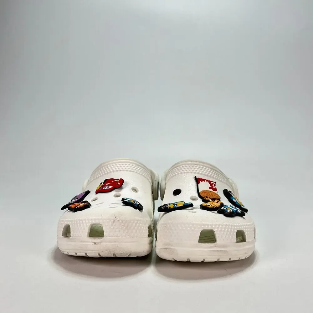 Crocs Classic Clog White Jibbitz Charms Comfort Slip On Shoes 206991 Kids Sz 12